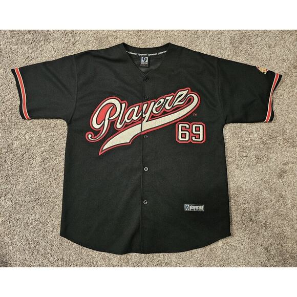Vintage Playerz 69 Baseball Jersey XL 24x32 Baggy Y2K Hip Hop Chicago Bulls - Picture 1 of 9